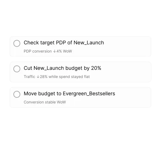 Daymark showing an insight and recommended next actions